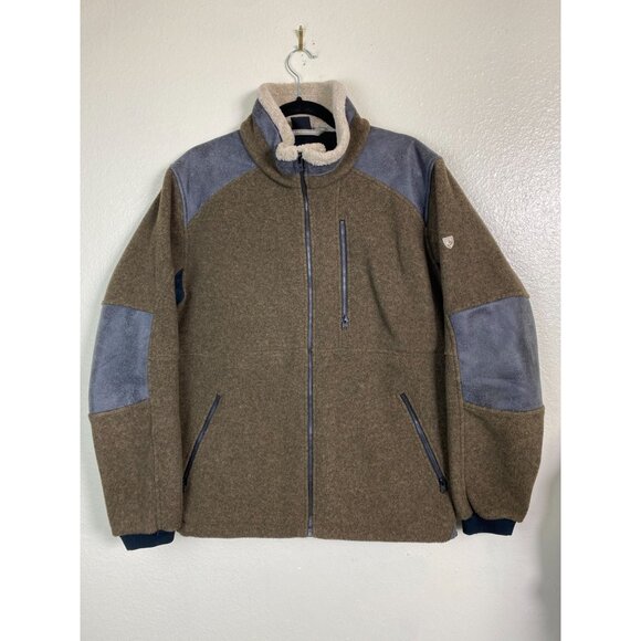 Kuhl Mens Alpenwurx Fleece Full Zip Jacket Size Medium Brown Faux Sherpa Outdoor - Picture 1 of 16